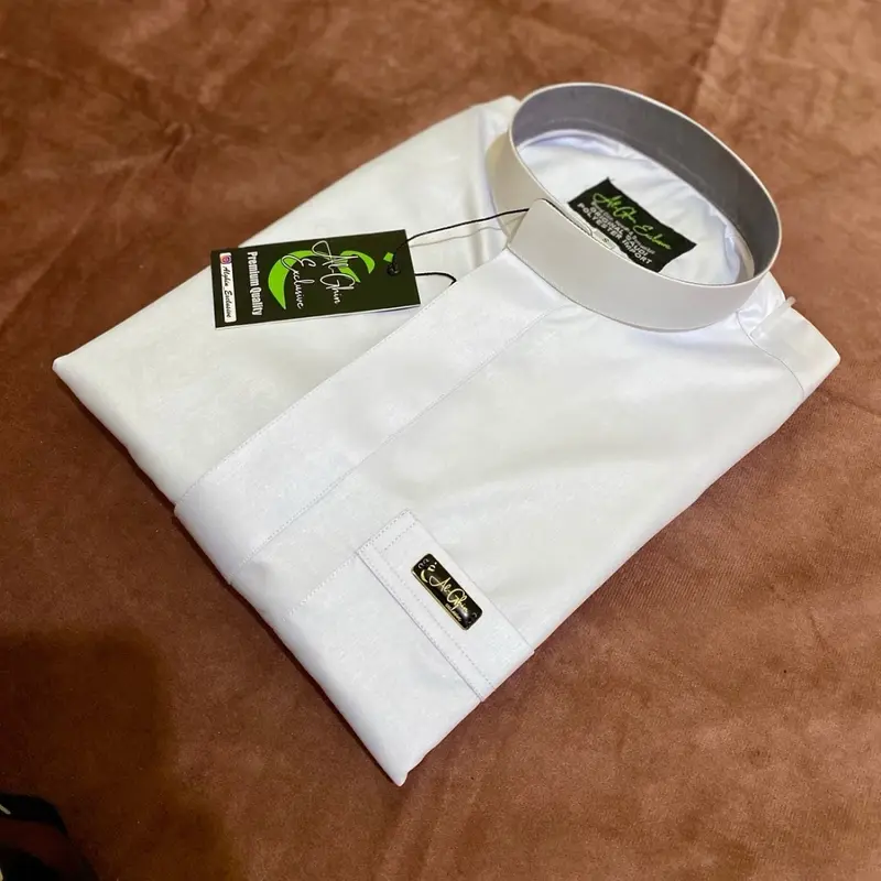 Baju koko putih Original Saudi Polyester Import lengan panjang polos / Baju Pria Muslim Elit, Mewah, Berkelas dan Berkualitas Alghin Exclusive 01 8