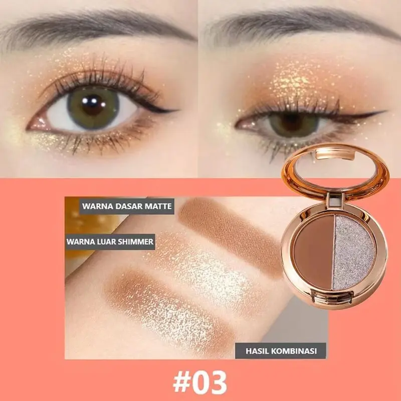 cod&ready Eyeshadow Palette 2 Warna Dengan Glitter Tahan Air dan Tahan Lama eyeshadow gliter Blemish Kosmetik skinfoodid 5