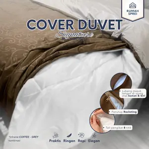 Cover Duvet / Cover Selimut Bed Cover / Cover Quilt - Tali di 8 Titik + Resleting - Emboss SIGNATURE