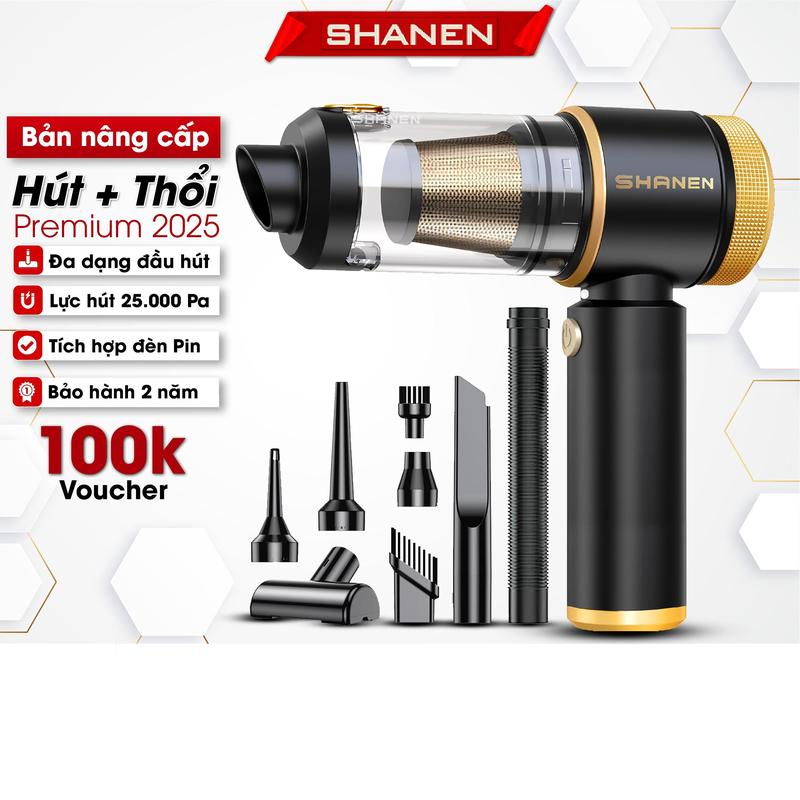  Máy hút bụi cầm tay mini SHANEN 2.4 Turbo Thổi bụi đa năng Lõi lọc thép Công suất 25.000Pa Bảo hành 24 Tháng 