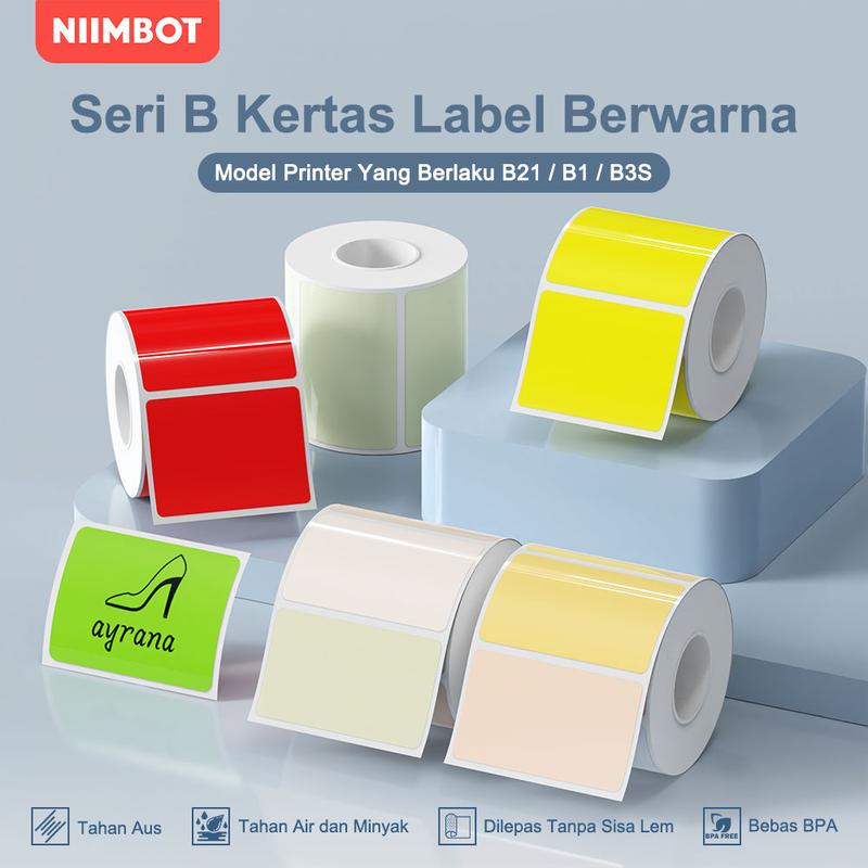 NIIMBOT B21/B3s/B1 Stiker Cetak Berwarna, Kertas Label Berwarna Termal, Kertas Label Harga Barang Barcode 1