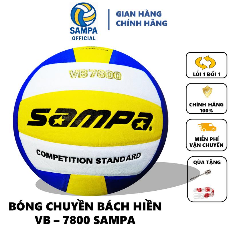  Qủa Bóng Chuyền SAMPA VB-7800 Da PU Tổng Hợp Chính Hãng   Tặng kim+lưới  
