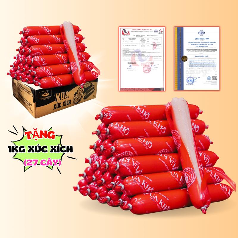 MUA 1KG TẶNG 1KG 1KG Xúc xích ăn liền Vua Khô SIZE CHUẨN 35gr cây - Mua 1 KG tặng 1 KG- Đồ ăn vặt snack Food ăn liền Thức Ăn ăn liền xúc xích tiệt trùng đồ ăn nhẹ khô