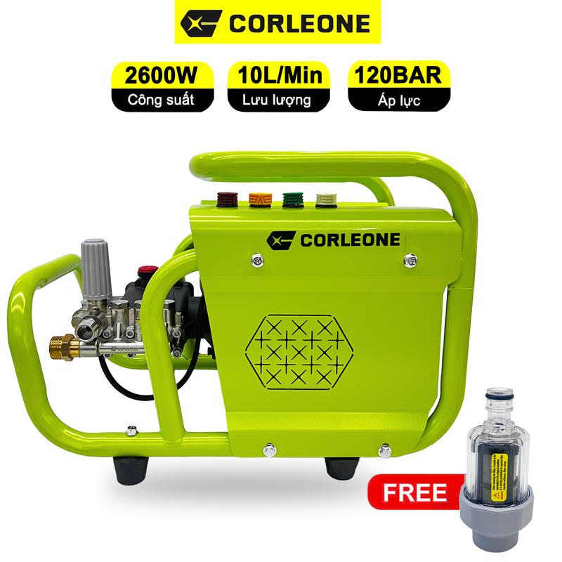 [MÀU VÀNG CHANH-2600W-120BAR-Ti sứ-220V] Máy rửa xe Colorone G500 động cơ cảm ứng từ, đầu bơm trục khuỷu ty sứ áp lực cao gia đình rửa sân vườn, rong rêu, chỉnh áp rửa máy lạnh, may rua xe áp lực cao, máy xịt rửa xe áp lực cao ,dây cao áp dài 10m