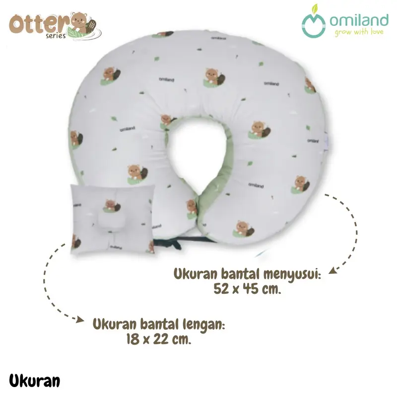 Bantal Ibu Menyusui Omiland Nursing Pillow + Bantal Lengan Otter Series Sarung Dapat Dicopot Dicuci 3