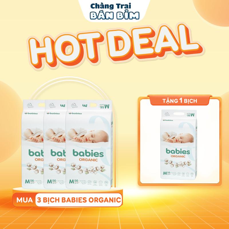 [Combo 4 bịch] Mua 3 Bịch Bỉm BABIES ORGANIC - Tặng 1 Bịch Bỉm Babies Organic- Bỉm Cho Bé