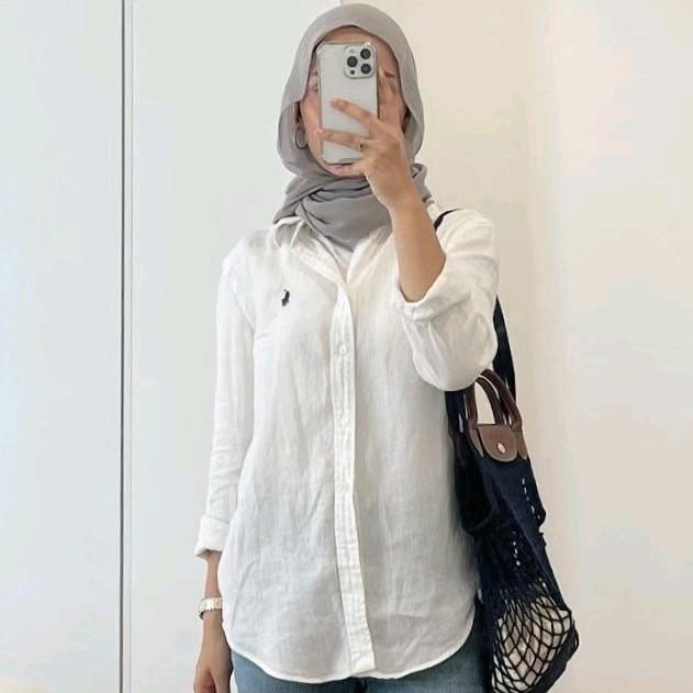Atasan Kemeja Wanita Bahan Cringkle Premium size M L XL Airflow Crinkle Nyaman Top Oversize 6