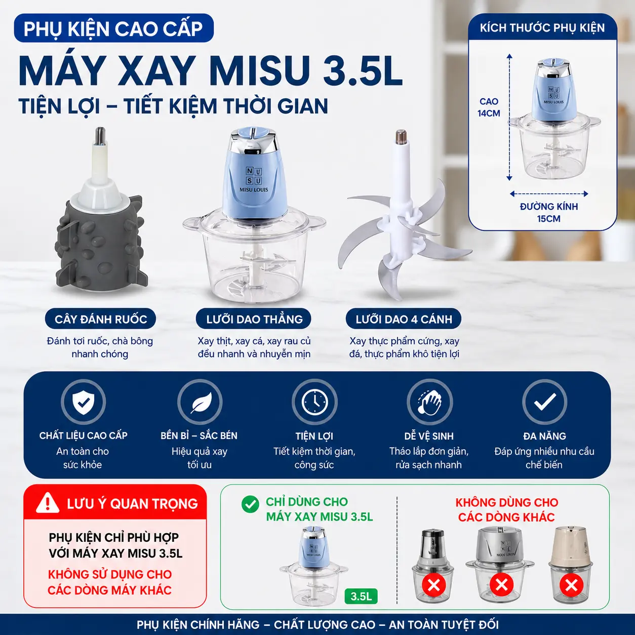 [ Cao14cm ]Phụ kiện máy xay MISU 3.5L Cao cấp tiện lợi tiết kiệm thời gian Chỉ phù hợp với máy xay MISU 3.5L