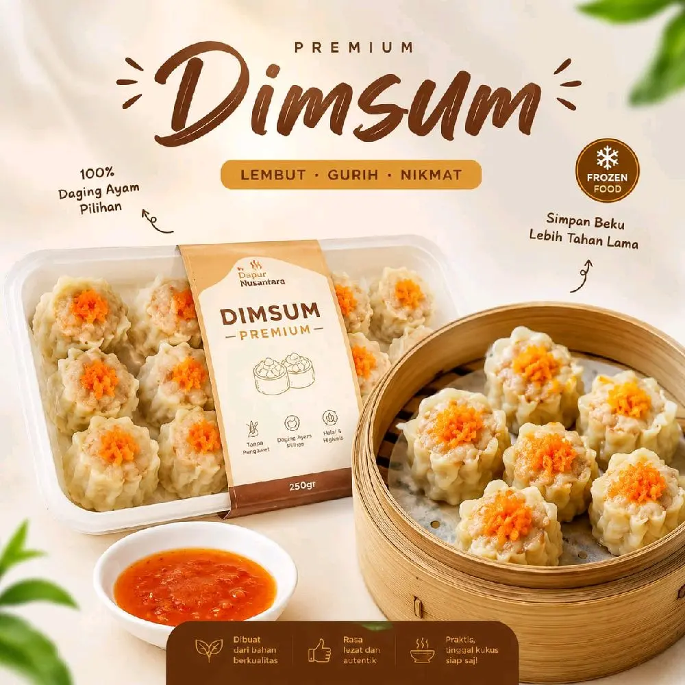 Hokanitra Premium Dimsum 250gr - Daging Ayam Pilihan Lengkap dengan Saus Pedas - Makanan Beku Lebih Tahan Lama