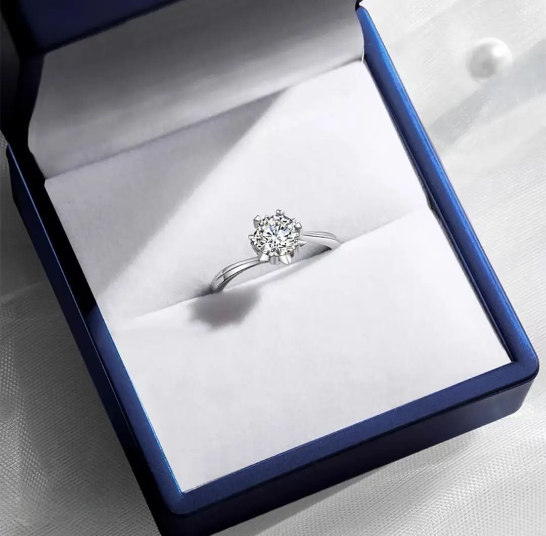 Star flower S925 silver Moissanite ring one carat simple sterling silver ring women's diamond ring