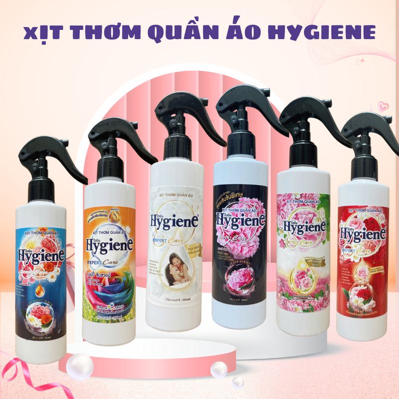  Xịt thơm quần áo Hygiene 300 ml xả vải khô hygiene làm thơm mềm dưỡng vải. 