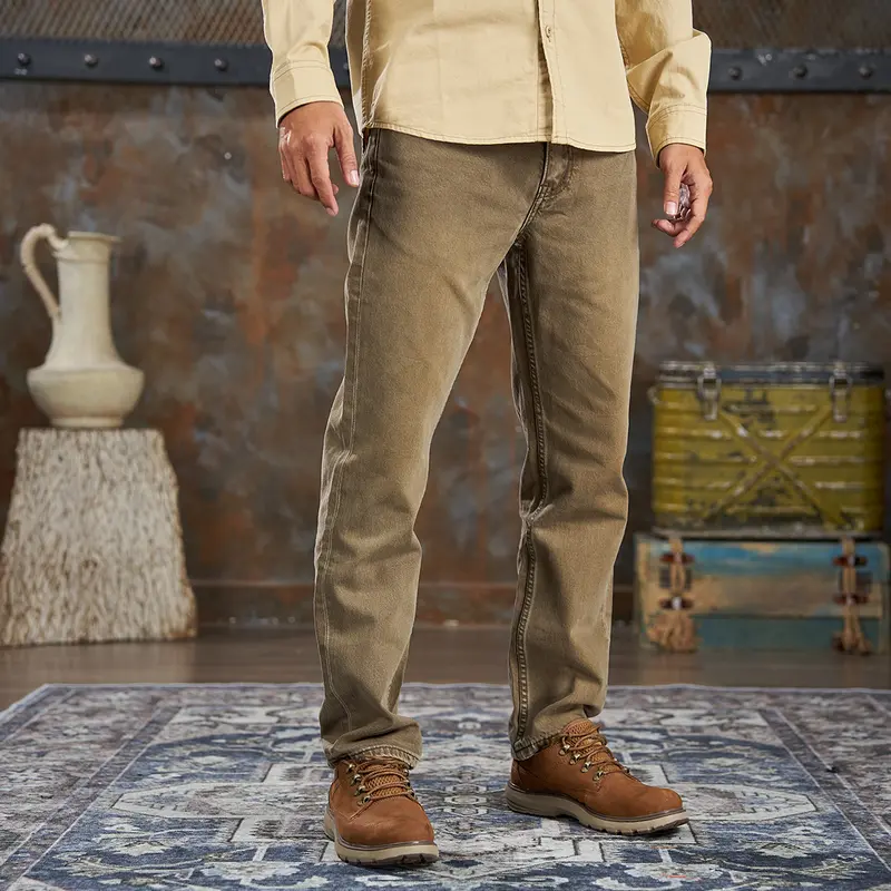 MÃ số 033, Quần Jean Nam, Dáng Hơi Suông, Denim Không Co Giãn, Màu Nâu, Phong Cách Vintage 0