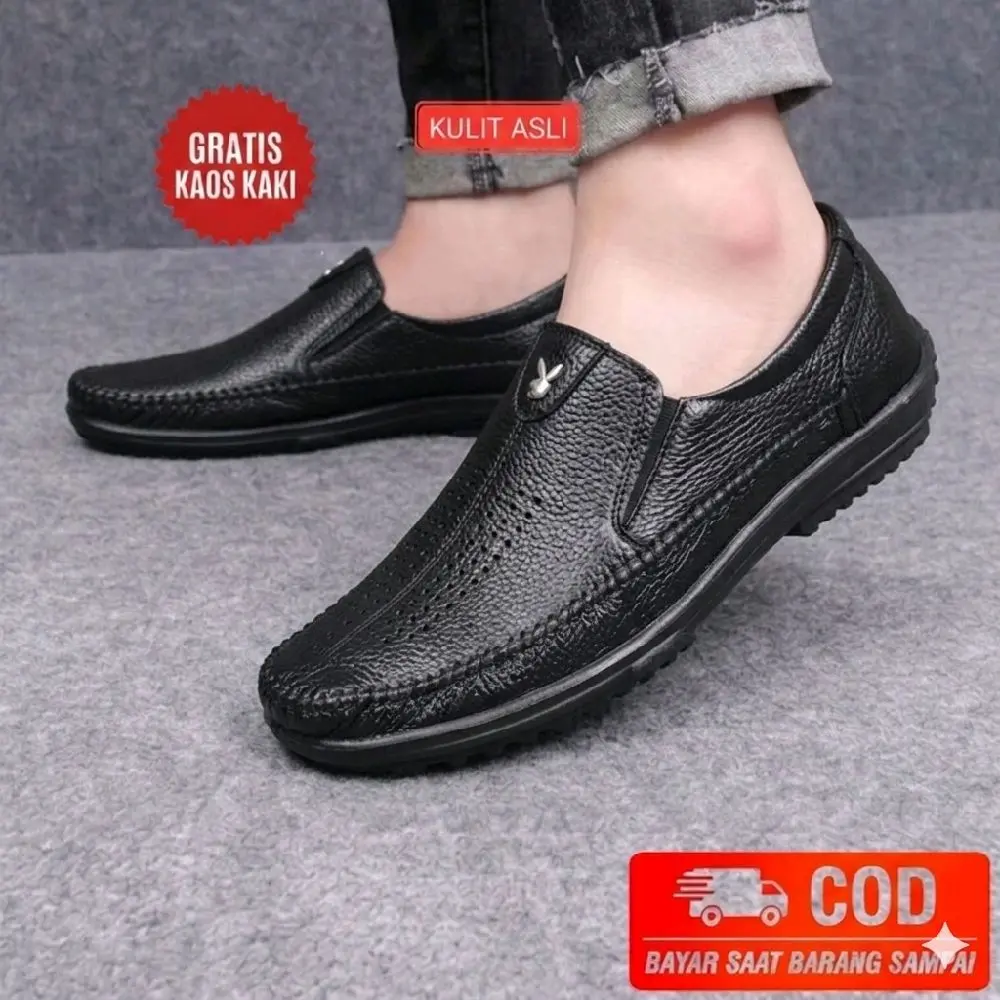 fenotti sepatu kasual pria kulit asli sole tvr anti slip sepatu kasual formal kulit asli Flat Shoes Kerja