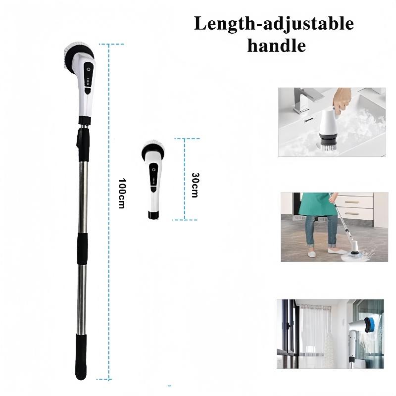 7 Replacement Brush Heads Electric Rotary Scrubber with Extended Handle and Rechargeable Battery 4