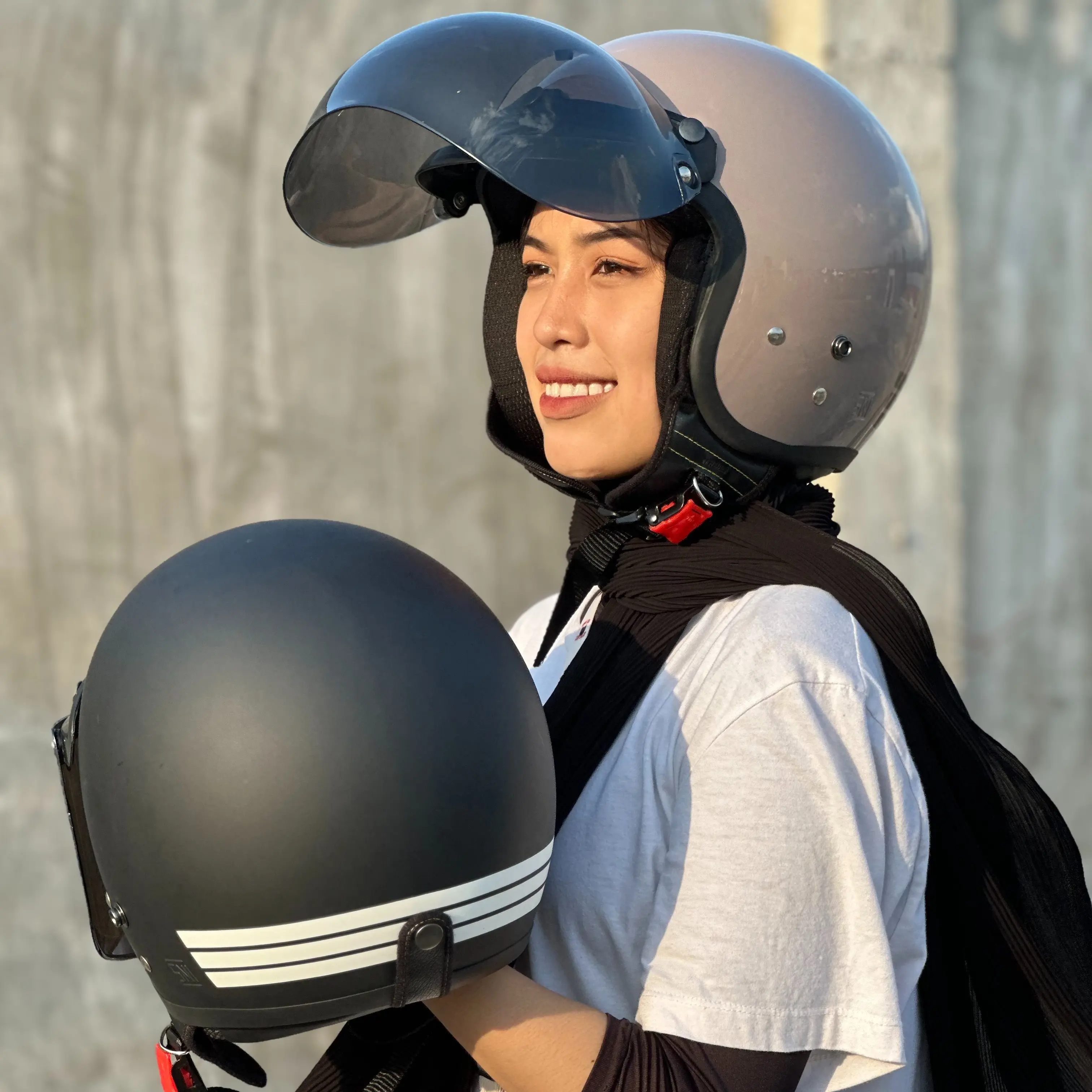 Helm Bogo Dewasa Full Leher Garis Sni Kaca Motorcycle
