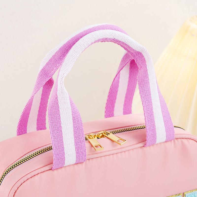 Product Introduction of Large Capacity Nylon Preppy Lunch Box Reusable Lunch Tote Bag LunchBag for Girls Cute Easy packing 15