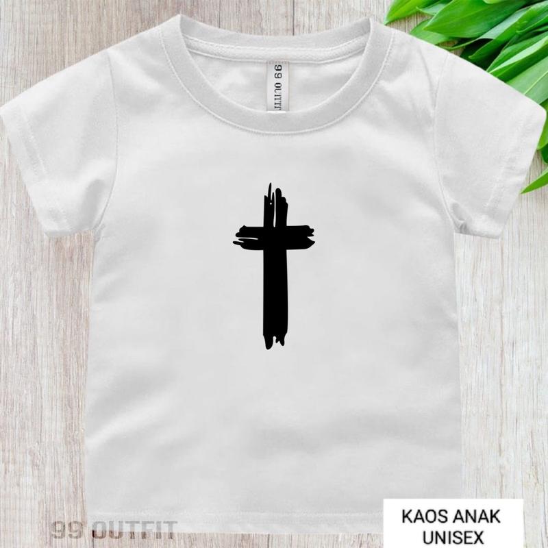 kaos distro anak unisex salib yesus/kaos rohani anak tangan pendek bisa cod 5