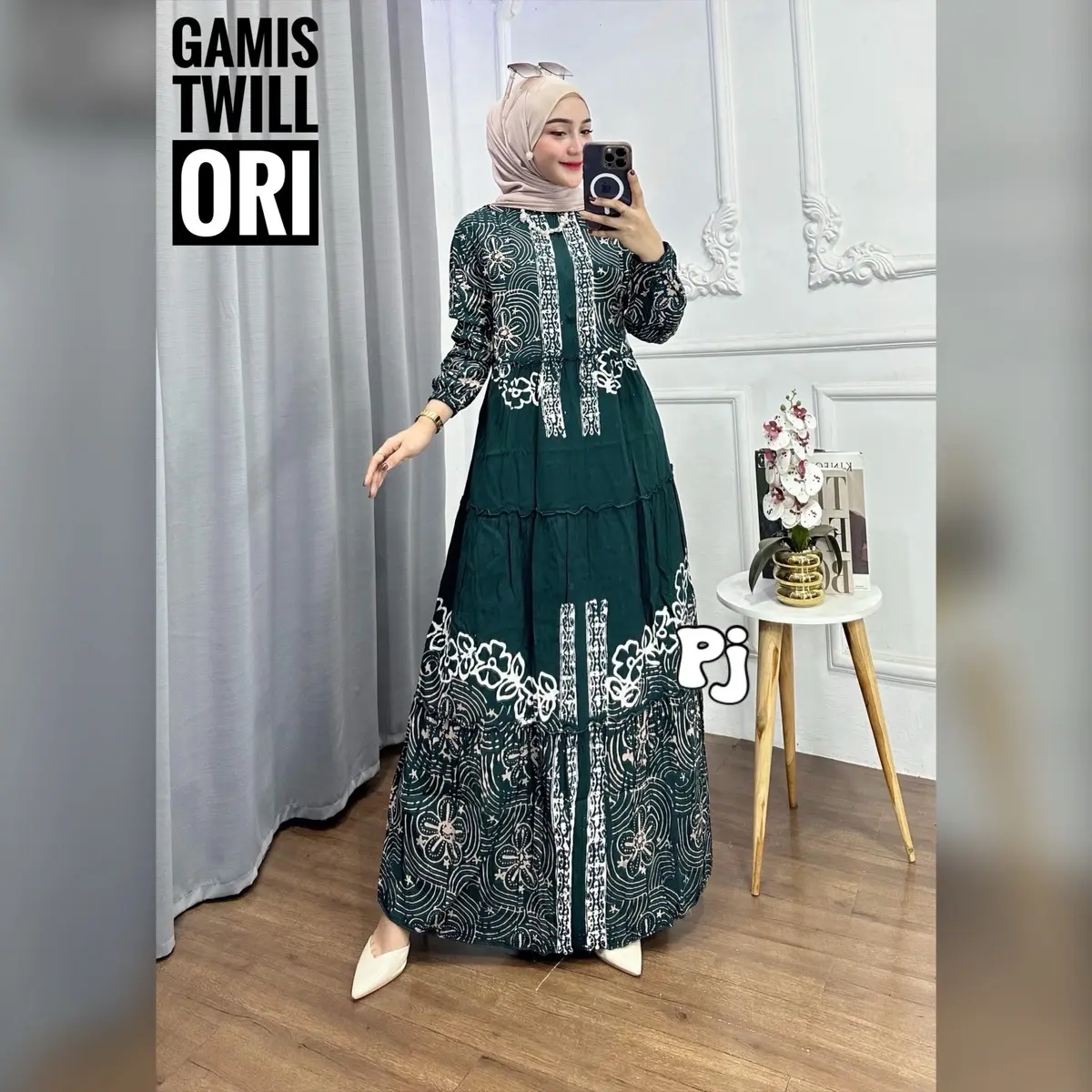Gamis Twill Ori Gamis Rempel Susun 3 Busui Resleting Depan Handmade Cap Malaman Casual Muslim