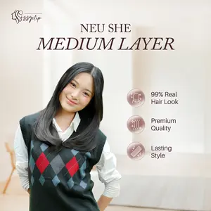 Sissyclip Shop - NeU She Medium Layer - Extension Clip by Sissyclip / Hair Clip Lurus dengan Potongan Layer 40 - 45 CM