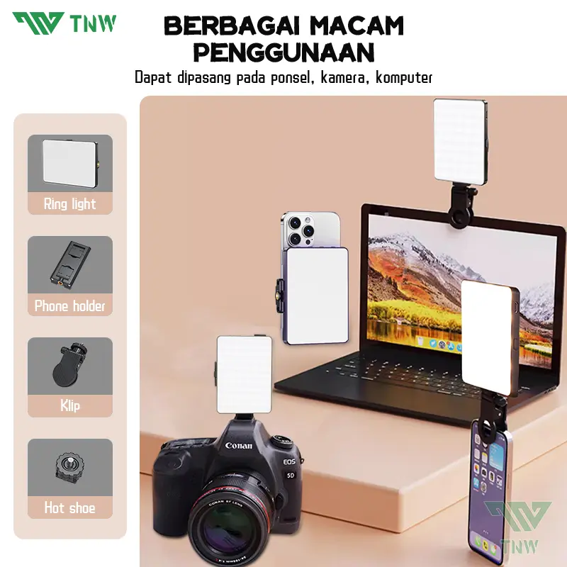 TNW D25 Selfie Light Portable Clip Mini led Light  Led Video Light LAMPU FOTOGRAFI Lampu Selfie Portable  LAMPU Camera Handphone Komputer 7