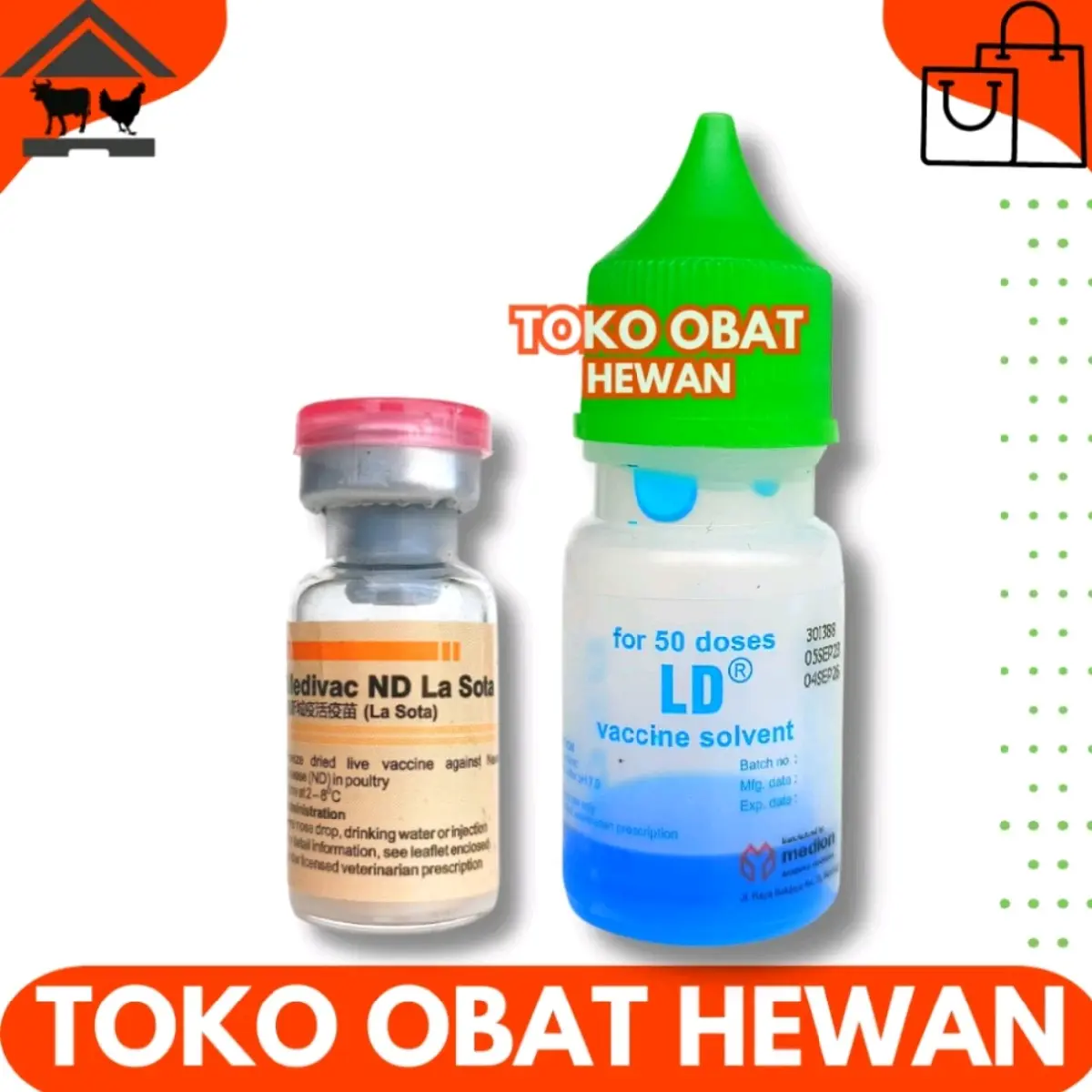 Vaksin Medivac ND Lasota Dosis 50 Ekor Vaksin Lanjutan Mencegah Tetelo dan Aratan Untuk Ayam Kecil Hingga Dewasa Pluss Anti Stress