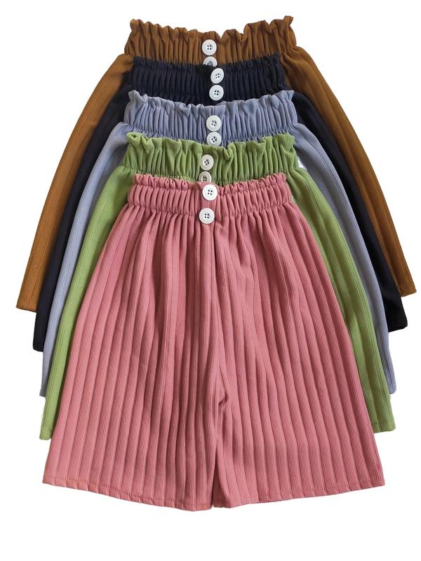 PAKET 5 PCS Celana Pendek Knit Anak Perempuan Usia 4-12 Tahun Santai Cantik Fashion Bahan Knit Maxiline Premium Kancing Tempel Size L XL XXL