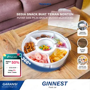 Youware - Ginnest Toples Makanan Putar 360 Derajat/Food Kontainer Bentuk Bulat Simpan Snack Buah Kue dengan Silicon dan Lock Seal yang Menjadikannya Kedap Air dan Udara serta Gagang Handle Nyaman toples 1 set lengkap Wadah Penyimpanan di Kulkas