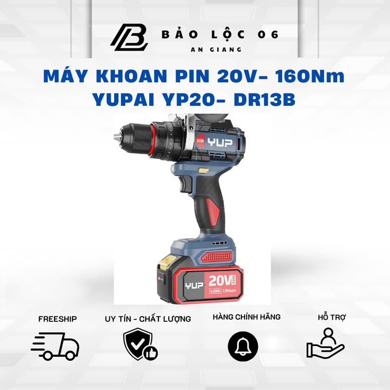 Máy khoan động lực pin YUPAI YP20-DR13B LỰC SIẾT 160NM - động cơ không chổi than- chuyên gia rút lõi
