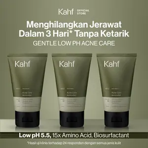 [KAHF BUNDLE 3IN1 PAKET FACIAL WASH] Triple Pack Face Wash 100 ml - Sabun Cuci Muka Pria Brightening, Acne, Oily, Comedo, Sensitive Skin - Wajah Glowing, Jerawat Hilang, Bebas Minyak - Gentle Cleanser Low pH for Daily Use