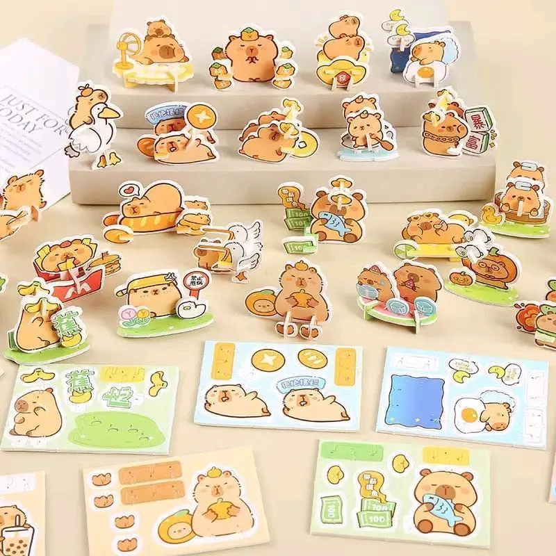 25pcs Puzzle 3D Mini Capybara Puzzle 3D Nezha Mainan Edukasi Anak Paper Jigsaw Puzzle