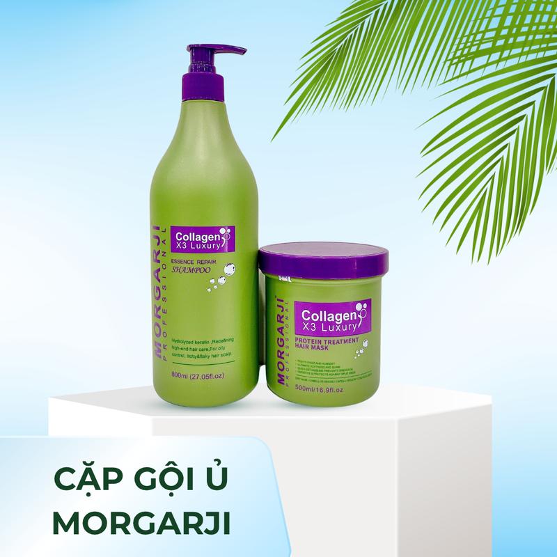 MORGARJI - DẦU GỘI + HŨ KEM Ủ TÓC DỪA MORGAJI COLLAGEN - DƯỠNG ẨM VÀ MỀM MƯỢT TÓC