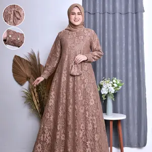 (cod) gamis brokat gamis pesta standar dan jumbo dari m.l.xl.xxl.xxxl free masker Lembut Tebal Muslim Wanita Mewah Dress