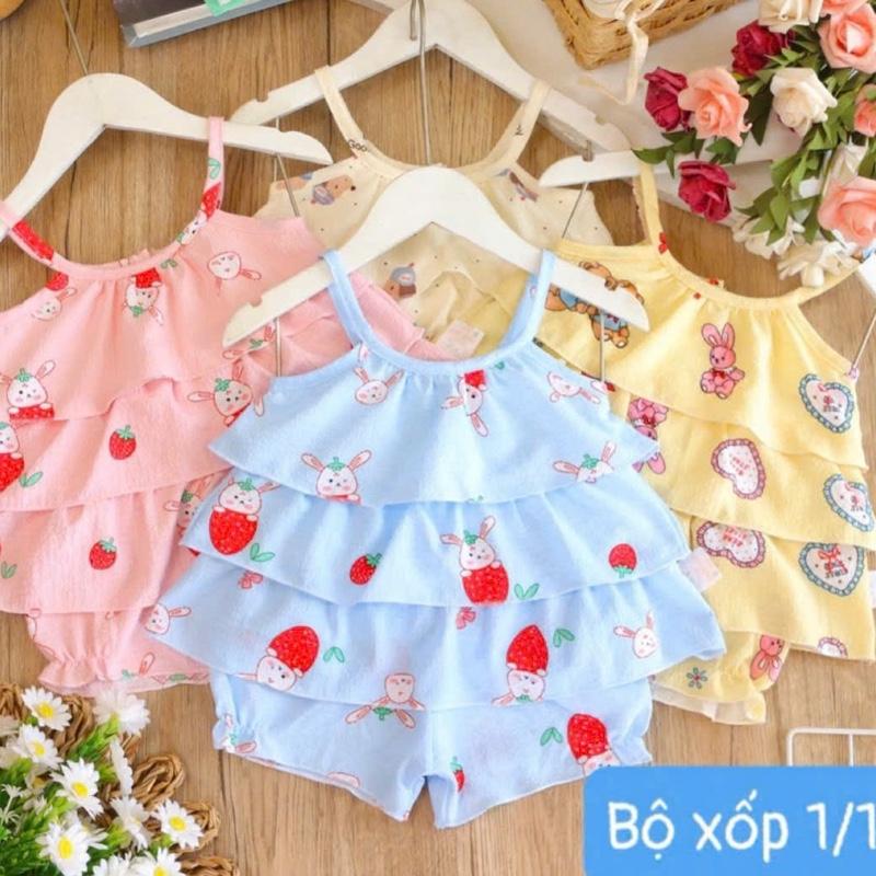 Bé Cưng Shop Combo 3 Bộ Quần Áo Hai Dây 3 tầng Mùa Hè Cho Bé Gái Chất Vải Đũi Hàn Mềm Mại Họa Tiết Rực Rỡ Thích Hợp Đi Du Lịch Gia Đình