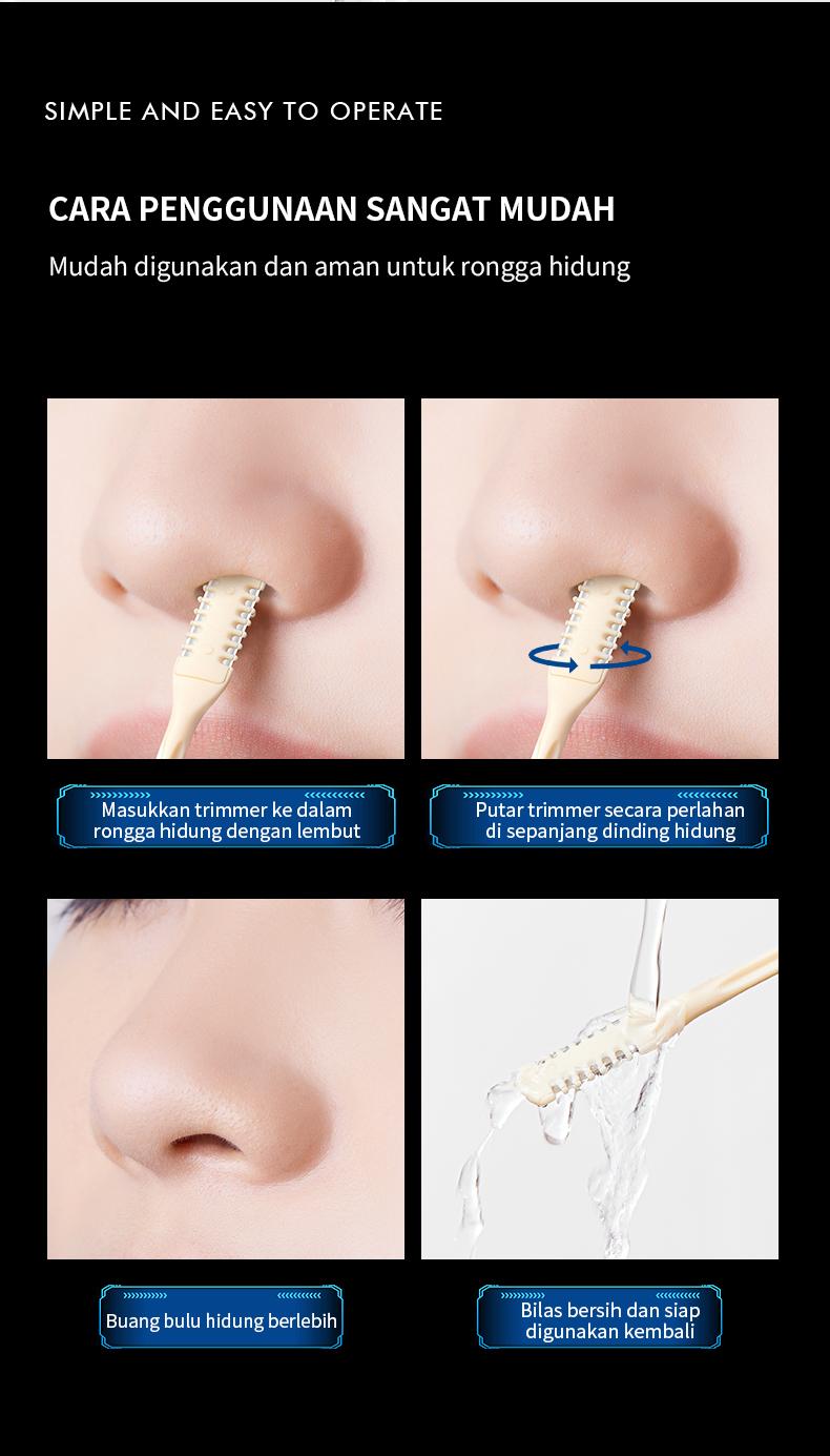 GECOMO Pemotong Bulu Hidung Manual Kepala Ganda 2-in-1, Mudah & Bersih, Putar Sekali Langsung Rapi