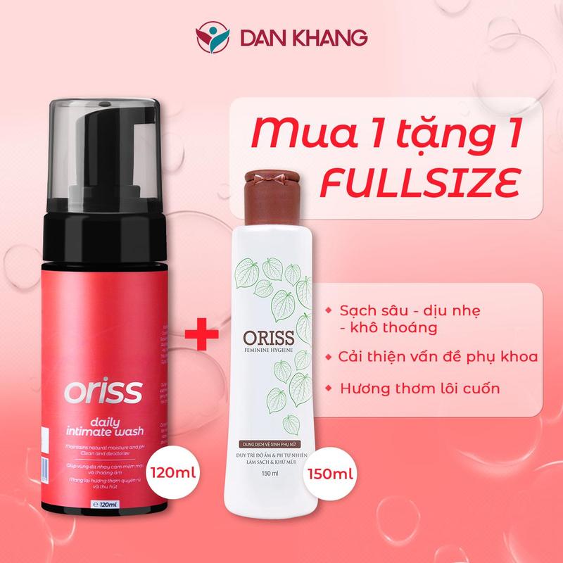 [LIVE] Dung dịch vệ sinh phụ nữ dạng bọt Oriss Daily Intimate Wash hỗ trợ làm sạch dịu nhẹ hương nước hoa quyến rũ chai 120ml