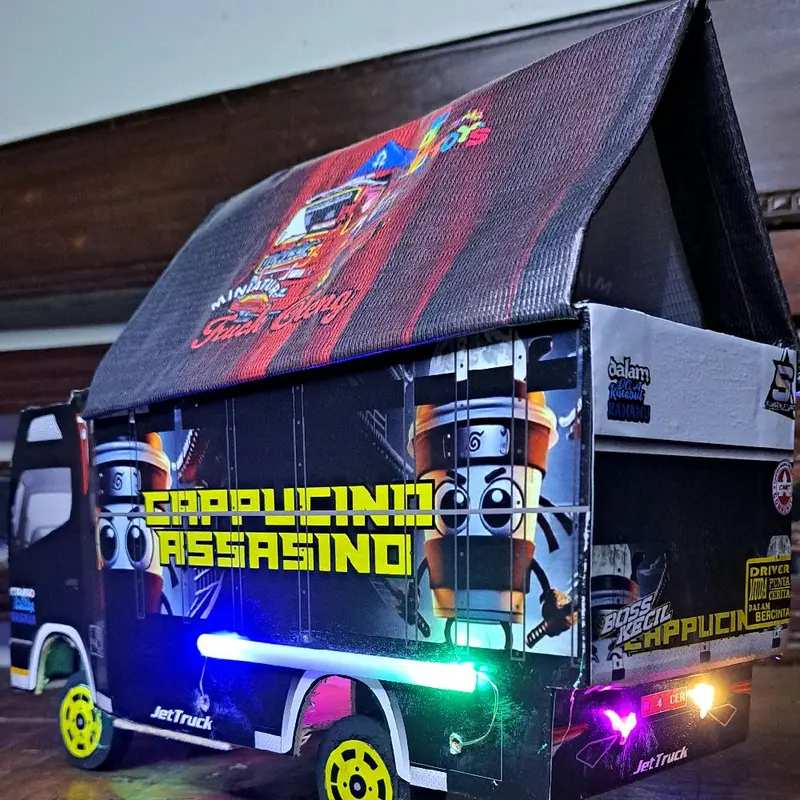 OBRAL MAINAN TRUK OLENG MINIATUR LAMPU  Led DAN TERPAL MOTIF 3