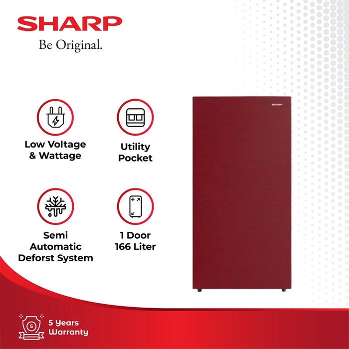 Gambar Sharp SJX185MSR klukas / lemari es 1 pintu shine Series tinggi 113 cm SJ-X185M-SR garansi resmi dari Indah Home Shop Kota Administrasi Jakarta Selatan Tokopedia