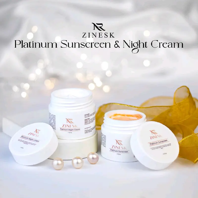 ZINESK PAKET SKINCARE kemasan lama,SUNSCREEN+NIGHT CREAM lama+SABUN DNA SALMON paket lama isi 3 5