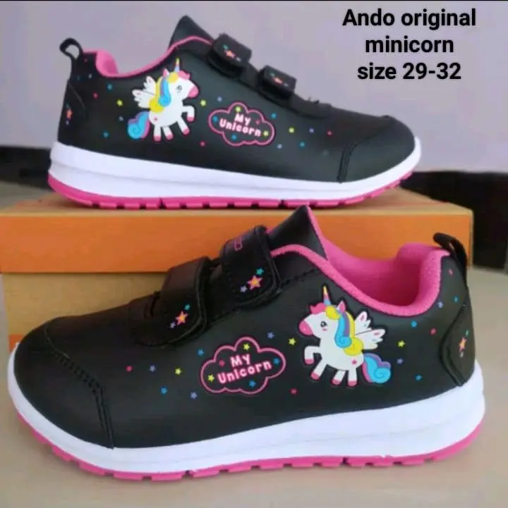 sepatu Ando anak cewek CUTE RABBIT hitam merah muda 7