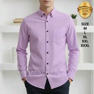 Kemeja Polos Lilac Pria Lengan Panjang Slim Fit Katun Premium | Kemeja Distro Casual Formal Size M L XL XXL XXXL