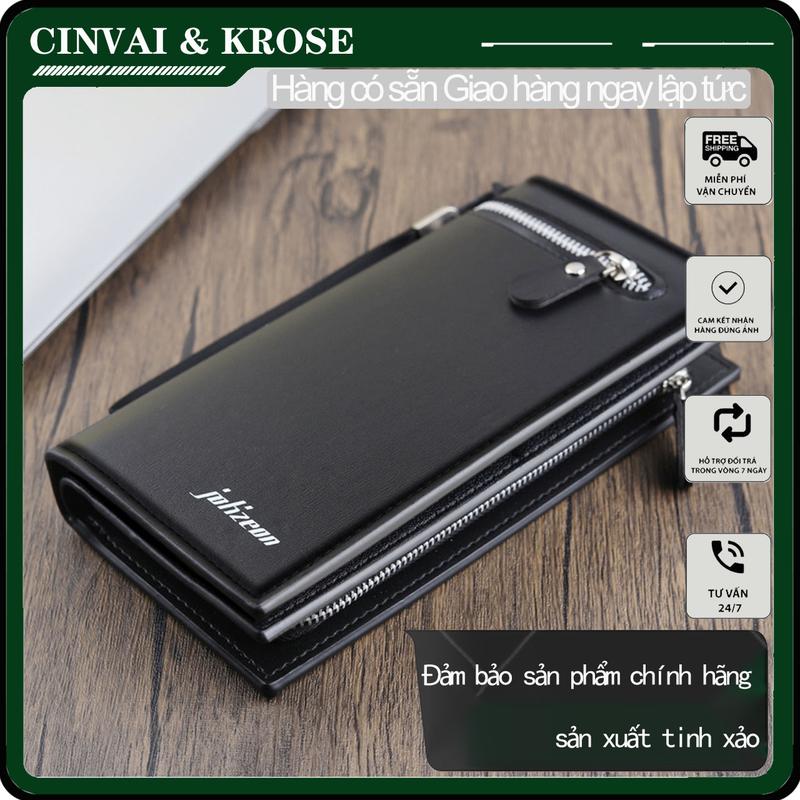 Ví Ví Nam, Sức Chứa Lớn, Nhiều Ngăn Khóa Kéo, Dây Đeo Cổ Tay Có Thể Tháo Rời, Ví Dài Nam, Ví Cầm Tay Nam Có Khóa Kéo, Túi Đựng Điện Thoại Di Động, Ví Cầm Tay, Thiết Kế Đơn Giản, Ví Nam Da Wallet Clutch