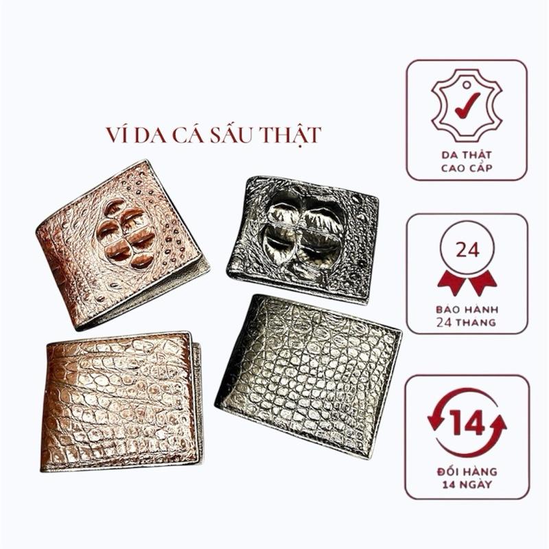 Ví Ngang Nam Da Cá Sấu Thật 9.5x12 Wallet Hình Chữ Nhật Chữ Nhật Nhiều Ngăn