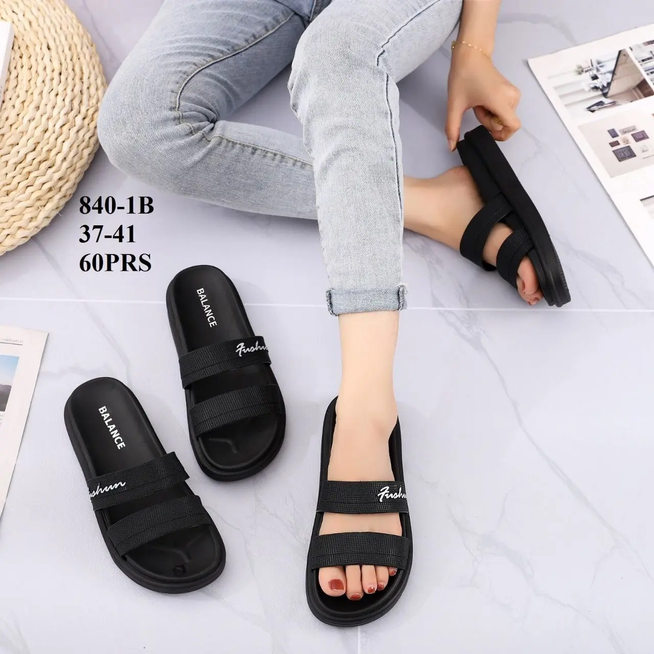 DM66 SENDAL SANDAL SELOP JELLY CEWEK WANITA HITAM Karet