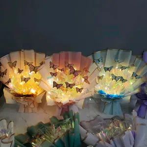 (Isi 9-10 kupu) Buket kupu-kupu // buket kupu LED / kerangka buket tanpa uang/ kado ulangtahun anniversary