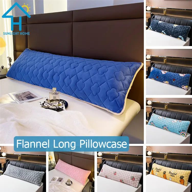 SUNLIGHT HOME 1 Piece Flannel Long Pillowcase,Breathable Bolster Case,Lengthen Pillow Case,One-piece Double Pillowcase,Couple Pillow Case