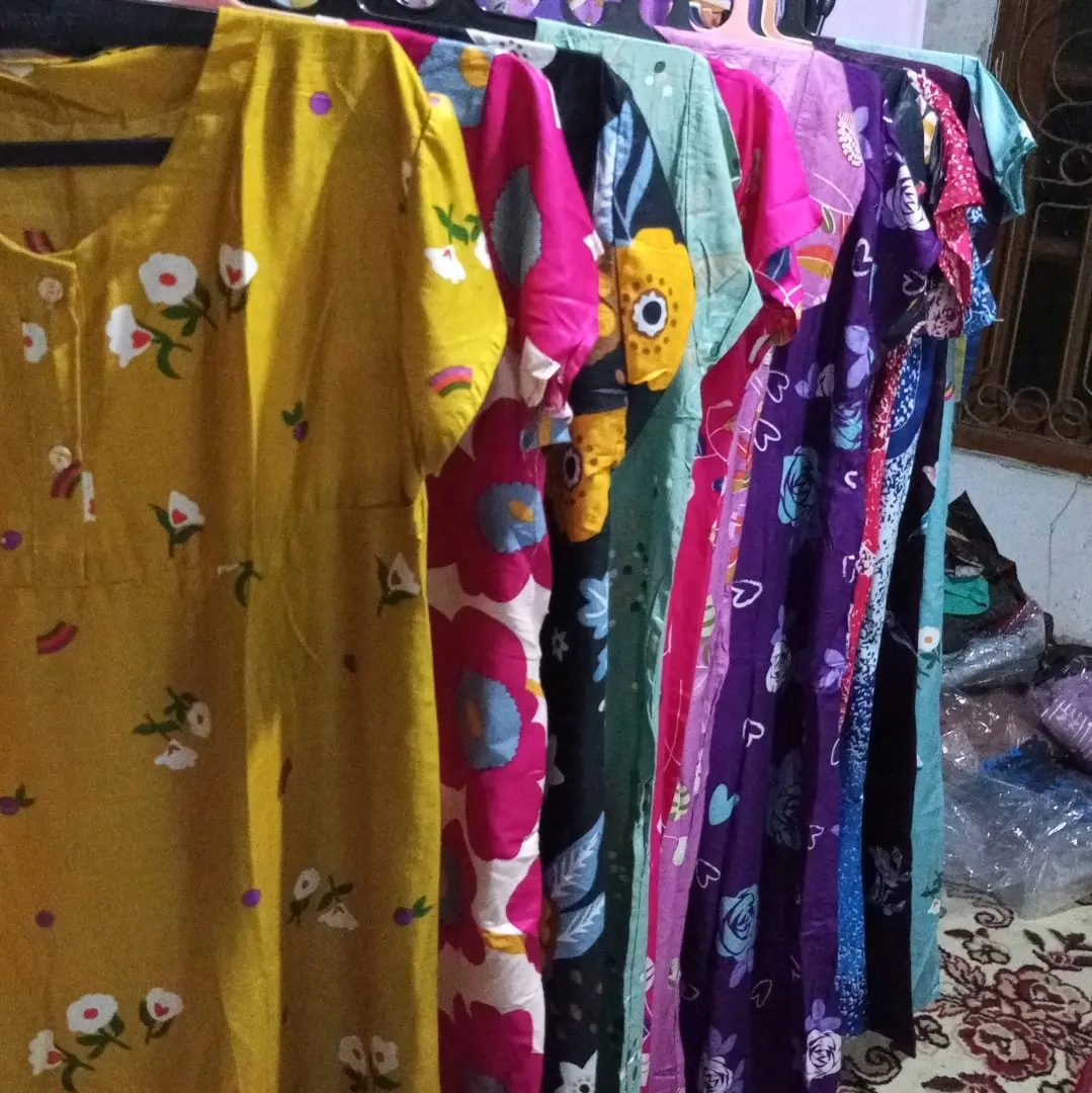 daster ecer dan paket pilih motif lewat live Busui Rayon Katun Kancing