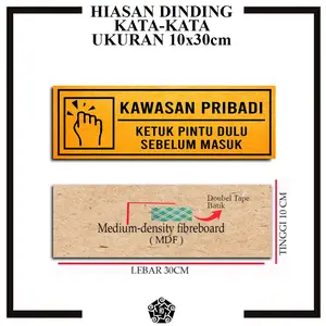Hiasan Dinding Kata Random Ukuran 10x30cm Desain Unik Bahan Kayu MDF Dilengkapi Double Tape Batik Cocok Untuk Dekorasi Ruangan