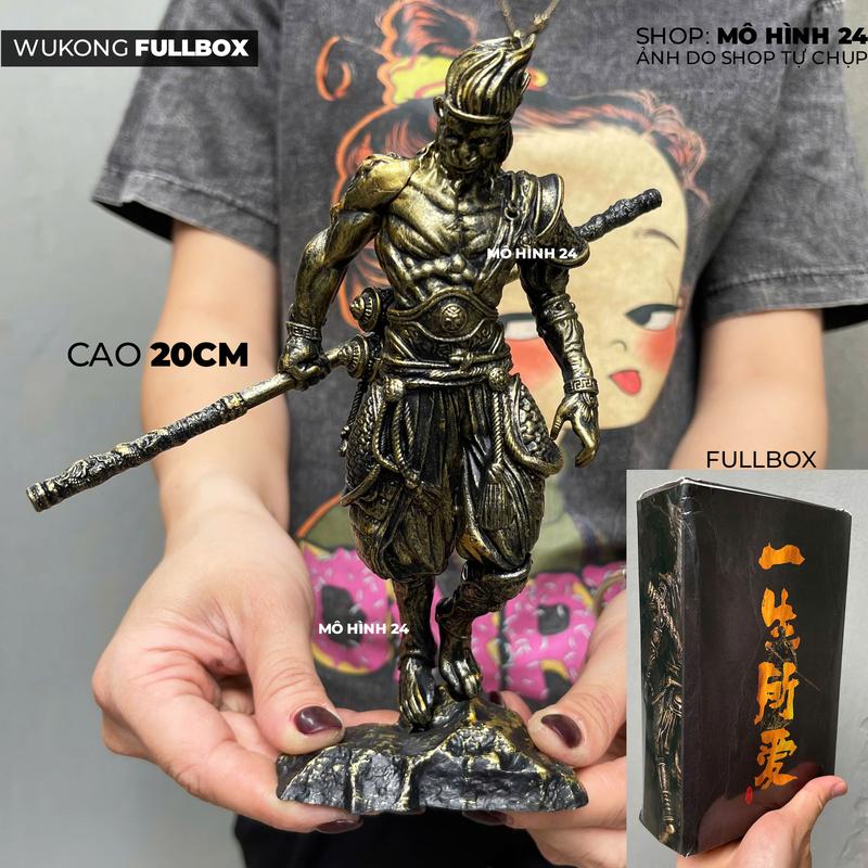 Mô hình TÔn ngộ không Wukong gold 21cm BlackMyth Black Myth nhựa giả đồng Tây Du Ký tề thiên đại thánh khỉ trang trí bể 7