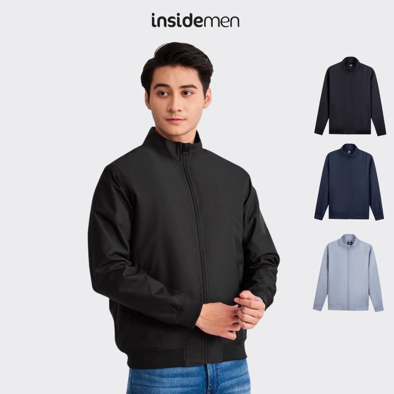Insidemen Áo Khoác 2 Lớp IJK016W2 Regular Fit Chần Bông Nam Tính Cổ Trụ 5.5cm Túi Có Khóa Chống Nhăn
