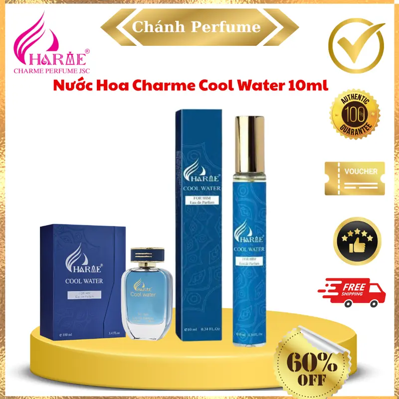 Nước Hoa Chiết 10ML Charme Cool Water Lịch Lãm - Nam Tính - Sang Trọng ( Có Hộp ) Cosmetic Perfume 0
